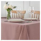 Maxmill Slubby Texture Tablecloth Water Resistance Antiwrinkle Spillproof Soft Washable Jacquard Table Cloth for Dining Room, Event Banquet Party Holiday Dinner, Rectangle 60 x 104 Inch, Dusty Pink