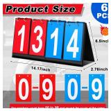 Hiboom 6 Pcs Portable Scoreboard Score Keeper 4 Digital Portable Table Top Scoreboard Flipper for Basketball Soccer Tennis Volleyball Cornhole Sports Games P. E Classroom Activities