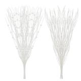 SLKING STORE SLK 16-Pack Artificial Glitter Berry Stem Ornaments, Christmas Decorative Glittery Twigs, Picks, Branches for Tree, Wreath, Small Vase, Halloween Party (White)