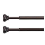 KXLIFE 2 Pack Spring Tension Curtain Rod, 1/2- inch Decorative Tension Drapery Rod for Window, Cafe Rod Bronze, (22-36)