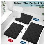 OLANLY Memory Foam Bath Mat Rug 30x20, Ultra Soft Non Slip and Absorbent Bathroom Rug, Machine Wash Dry, Comfortable, Thick Bath Rug Carpet for Bathroom Floor, Tub and Shower, Black