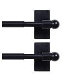 H.VERSAILTEX 2 PACK Magnetic Curtain Rods for Metal Doors Top and Bottom Multi-Use Adjustable Appliances for Iron and Steel Place, Petite Ball Ends, 9 to 16 Inch, 1/2 Inch Diameter, Black