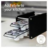 Ibyx Ð¡offee Pod Holders for K Cups - 2 Tier Coffee Pod Sliding Drawer for 20 K Cups Storage Capacity - Elegant Plexiglass Top and Metallic Coffee Pod Rack - Kitchen Counter Organizer (Black)