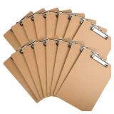 Happyhapi 8 Pack Clipboards Letter Size 9" x 12.5" Eco-Friendly Wood Clip Boards Hardboard for A4 Paper Low Profile Clip for Office, School, Classroom Supplies, Hospital, Traveling, Party, Brown