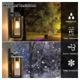 Outdoor Wall Light Fixtures, Exterior Waterproof Lanterns, Porch Sconces Wall Mounted Lighting with E26 Sockets & Glass Shades, Modern Matte Black Wall Lamps for Patio Front Door Entryway, 2-Pack