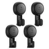 TAILI Suction Towel Hook for Bathroom, Damage-Free Hanging Heavy Duty Shower Hooks for Inside Shower Wall, Powerful Vacuum Suction Cup Shower Loofah Holder, Easy to Install and Remove, Black, 4 Pack