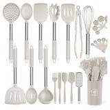 Silicone Cooking Utensil Set,Kitchen Utensils 26 Pcs Cooking Utensils Set,Non-stick Heat Resistant Silicone,Cookware with Stainless Steel Handle