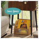 Vriccc Vinyl Record Storage Box, Bamboo Wood Record Holder Storage, Magazine Book Album Display Rack, Stylish Desktop File Sorter Organizer for Home Office