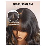 GORGIUS Highlight Wigs with Bang Body Wave Wig Long Natural Highlights Glueless Wavy Wig Crafted with Style-Archive Premium Fiber, Realistic Look with True Scalp