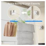 MUSTORN Retractable Clothesline Indoor, Non-Sagging Outdoor Clothes Line Retracting Heavy Duty Clothes Drying Laundry Line Wall Mounted Stainless Steel Line-15.1 Feets Square-White