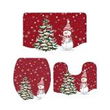 LooPoP 3 Piece Bathroom Mats and Rugs Sets Merry Christmas Kids Bathroom Sets Non Slip Bath Rug Set with Rubber Backing Xmas Pine Tree Bathroom Decor Snowman Snowflake