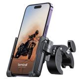 Lamicall Motorcycle Phone Mount Holder - [Camera Friendly] [1s Lock] Bike Phone Holder Handlebar Clamp, Bicycle Scooter Phone Clip, for iPhone 16 Pro Max, 15 14 13 Mini, 2.4~3.54" Wide Phones, Black