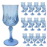 Veiuwa 24 Pcs Plastic Blue Wine Glasses Plastic Cordial Glasses Plastic Goblets Blue Plastic Goblets Plastic Wine Glasses Can be Used for Weddings, Everyday Fun Parties and More!