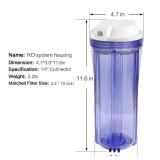 Geekpure 10 Inch Reverse Osmosis Water Filter Housing for RO Filtration System -1/4" Port-2.5" x 10"-Clear