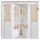 HOMEIDEAS Non-See-Through Sidelight Curtains for Front Door, Privacy Semi Sheer Door Window Curtains, Rod Pocket Light Filtering French Door Curtains with Tieback, (1 Panel, Beige/Taupe, 26W X 40L)