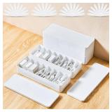 Tatuo 4 Pcs Cable Organizer with 40 Wire Ties, White Plastic Cord Storage Box with Lid, Electronics Charger Organizer for Home Office Desk Organizers and Accessories