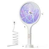 YISSVIC Electric Fly Swatter 4000V Bug Zapper Racket Dual Modes Mosquito Killer with Purple Mosquito Light Rechargeable for Indoor Home Office Backyard Patio Camping