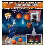 Indoor Basketball Hoop for Kids, Mini Basketball Hoop Indoor with LED Light and Double Electronic Scoreboard, Over The Door Basketball Hoops, Birthday Toys Gifts for 5-12 Boys Girls