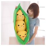 Giant Peas in A Pod Plush Toy Pea Pod Pillow Cute Pea Stuffed Toys Plant Doll Various Sizes (Yellow Beans,9.8