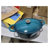 Crock-Pot Artisan Oval Enameled Cast Iron Dutch Oven, 7-Quart, Teal Ombre