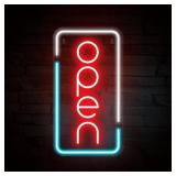 ZeroPone LED Neon Open Signs Ultra Bright,16.9"X 9" Open Signs,Powered by USB with ON/OFF Switch, For Business Storefront Window Glass Door Shop Store Florists Salon (Vertical)