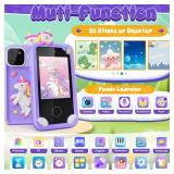 Kids Smart Phone Toys for Girls,Unicorn Gift Toys for Girls Ages 3-9 Christmas Birthday Gifts Mini Smart Phone Toys with 2.8" Touchscreen 16 Learning Games Dual Camera Music Player, 8G SD Card