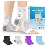 BraceAbility Neuropathy Socks for Women and Men (Pair) - Toeless Compression Foot Neuropathy Socks, Peripheral Neuropathy Socks, Diabetic Neuropathy Socks, Arthritis Socks (XL - Gray)