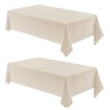 Veblandy 2 Pack Rectangle Tablecloth, 60x84 inch, Water Resistant Wrinkle Free Linen Textured Table Cloth Washable, Decorative Fabric Table Cover for Dining, Party and Camping, Beige