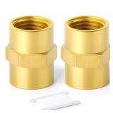 GASHER 2PCS Brass Pipe Fitting, Reducer Adapter, 1-Inch Female Pipe x 1-Inch Female Pipe