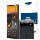 Google Pixel 6A 5G Screen Protector + Camera Lens Protectors, [2+2 Pack] Full Coverage Tempered Glass Screen Protector for Google Pixel 6a 5G-6.1 Inch [Case-Friendly][Fingerprint Compatible]