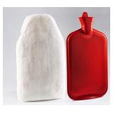 Peterpan 100 Fl Oz Rubber Hot Water Bottle with Faux Fleece Cover - BPA & Phthalate-Free, XXX-Large Hot Water Bag for Pain Relief, White