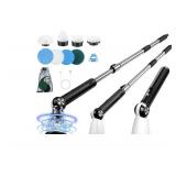 Electric Spin Scrubber, Cordless Cleaning Brush & Extension Handle, Power Shower Scrubber with 8 Replaceable Head