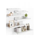 Fixwal Floating Shelves, 6 Sets of Wall Mounted Shelves for Home Decor, Modern Picture Ledge Shelves for Living Room, Bedroom, Bathroom, Kitchen (White