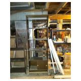 4 tier shelf w/sliding storage door on bottom