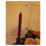 Matching set of candle stick holders w/centerpiece and faux flowers