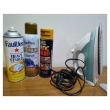 Basket, iron, starch spray and static guard