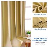 HOMEIDEAS 2 Panels Faux Silk Curtains Gold Blackout Curtains for Bedroom 52 X 96 Inch Room Darkening Satin Drapes/Curtains, Thermal Insulated Blackout Window/Indoor Curtains for Living Room