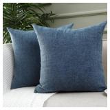 Jepeak Decorative Throw Pillow Covers Cases Pack of 2 Chenille Cozy Modern Concise Square Cushion Covers for Bedroom Sofa Couch Home Decoration, Steel Blue 26 x 26 Inch