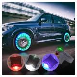 Akarado Car Tire Wheel Lights, 4Pcs Air Valve, Solar Valve Cap with Motion Sensors Colorful Flashing LED Light Gas Nozzle for Bicycle Motorcycles