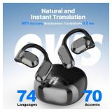 Merryking Translation Earbuds: 3-in-1 Language Translation Device 144 Languages & Accents Translation in Real Time, 8 Offline Language Translation Packs Ideal for Travel Business Learning, Black