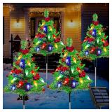 4-Pack Solar Pre-Lit Christmas Tree Lights, 8 Modes Outdoor Waterproof Christmas Decorations for Yard, Garden, Pathway, Porch