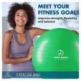 ProBody Pilates Ball Exercise Ball, Yoga Ball Chair, Multiple Sizes Stability Ball Chair, Gym Grade Birthing Ball for Pregnancy, Fitness, Balance, Workout and Physical Therapy (Green, 65 cm)