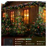 4pk Multi-Colored Solar Christmas Lights Outdoor Waterproof, 400 LED 132 FT Solar Powered LED String Lights Green Wire with 8 Modes, Solar Fairy Lights for Xmas Tree Party Wedding Garden Decorations