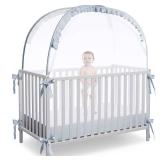 L RUNNZER Baby Crib Tent Crib Net to Keep Baby in, Pop Up Crib Tent Canopy Keep Baby from Climbing Out (55.2" L x 27.6" W x 51.6" H)