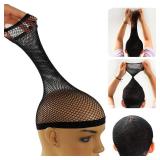 BEEOS 3 Pieces Extra Large Net Wig Cap for Long Thick Hair with Open-end, Black Mesh Wig Cap for Women Sleeping