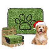 Qeils Washable Pee Pads for Dogs, 2 Pack Super Absorbent Reusable Puppy Pads with Green Long Wool for Potty Training, Floor, Couch, Bed, and Crate,18"x 24"