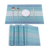 HeloHo Placemats Set of 4,Vinyl Table Place Mats Stain Resistant Foldable Placemats Washable Wipeable Placemat for Kitchen Dining Table Decoration Indoor Outdoor Blue