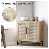 KFO Storage Cabinet with Handmade Natural Rattan Doors, Rattan Buffet Cabinet Sideboard, Accent Cabinets for Living Room, Hallway, Dining Room, Entryway