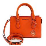 AUTHENTIC Michael Kors Sheila Small Poppy Vegan Leather Center Zip Satchel Purse Women