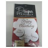 Designer Stencils Script Celebration Cake Stencils Set, Beige/Semi-Transparent